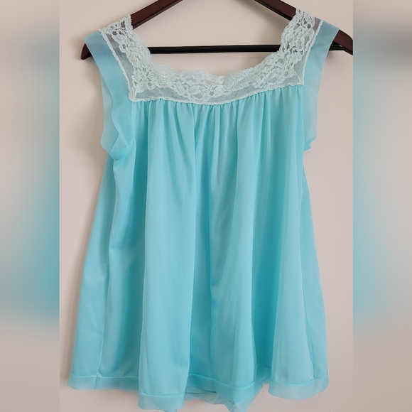 Vintage Sheer Lace Baby Blue Nightie - Picture 7 of 11